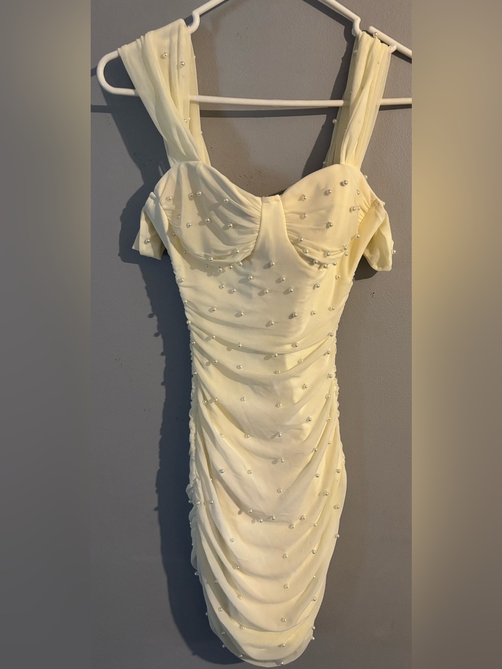Windsor Pearl-Studded Cream Dress